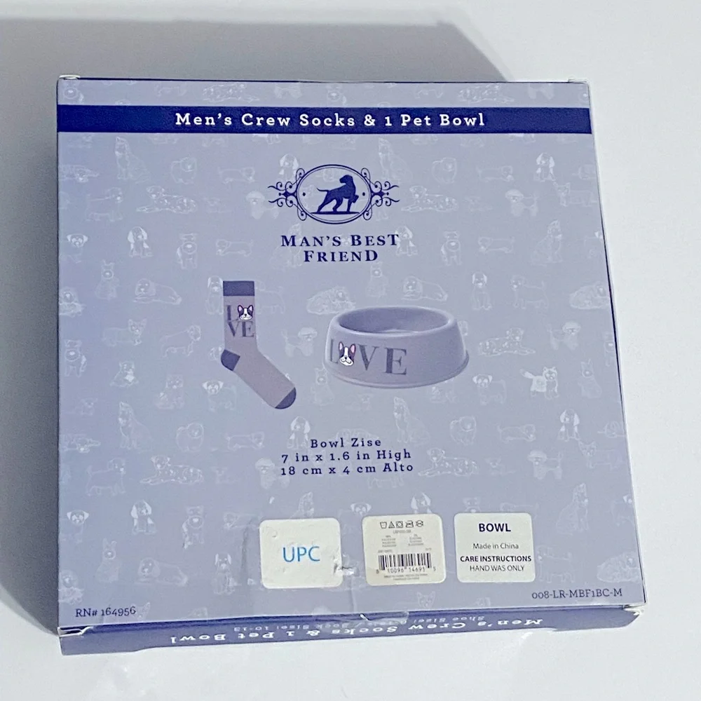 Man’s Best Friend Crew Socks and Pet Bowl